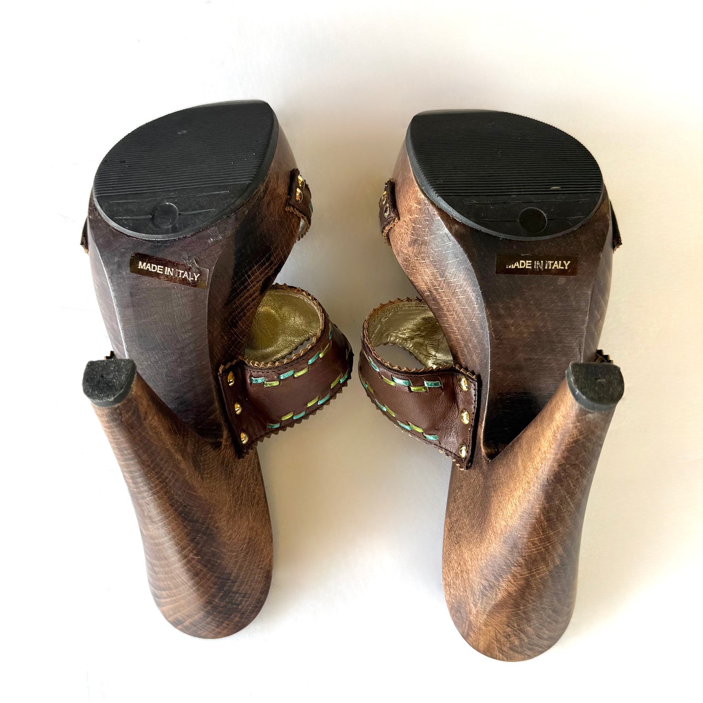 Vintage Giuseppe Zanotti Embellished Wooden Sandal Heels (6.5)