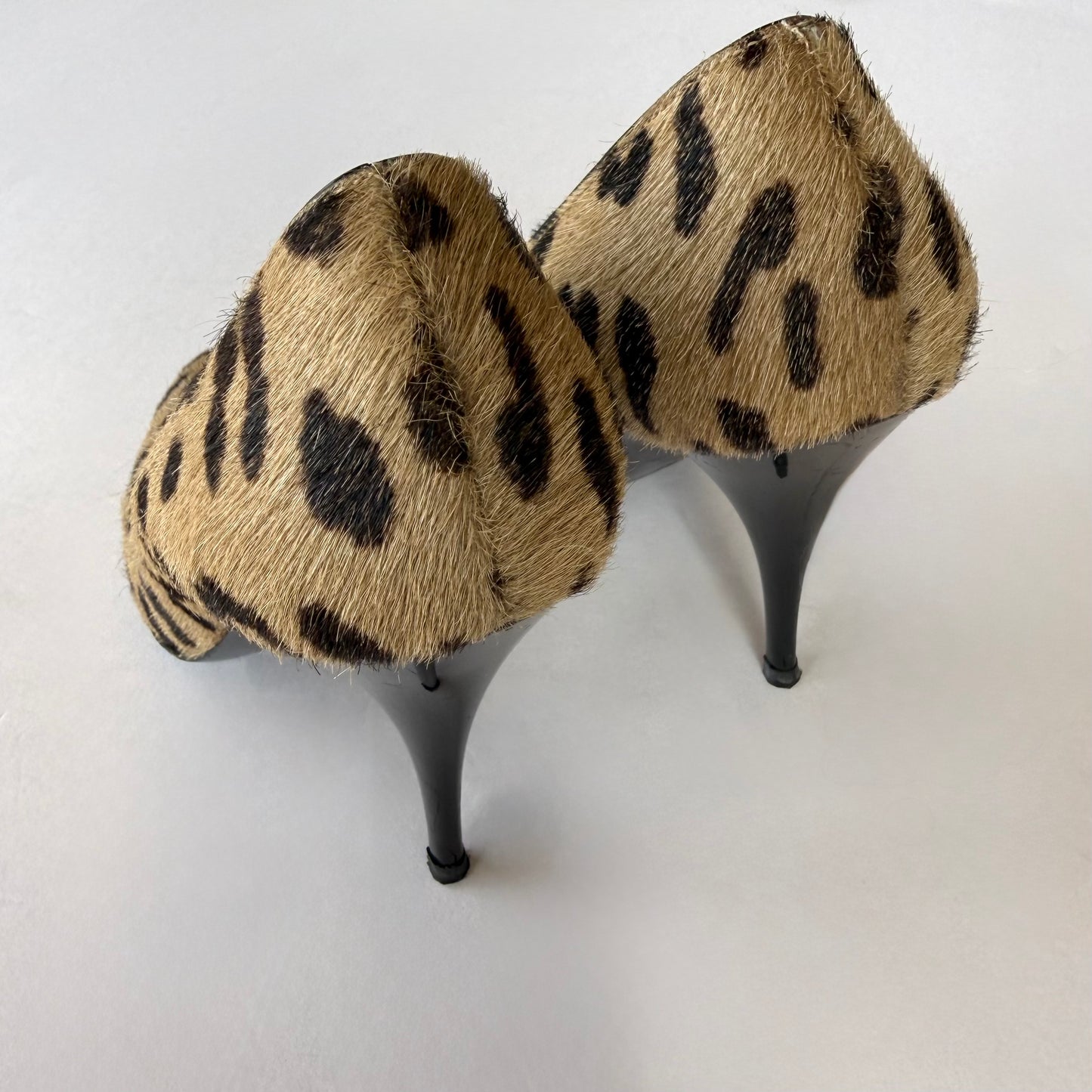 Vintage Giuseppe Zanotti Pony Hair Leopard Print Heels (37)