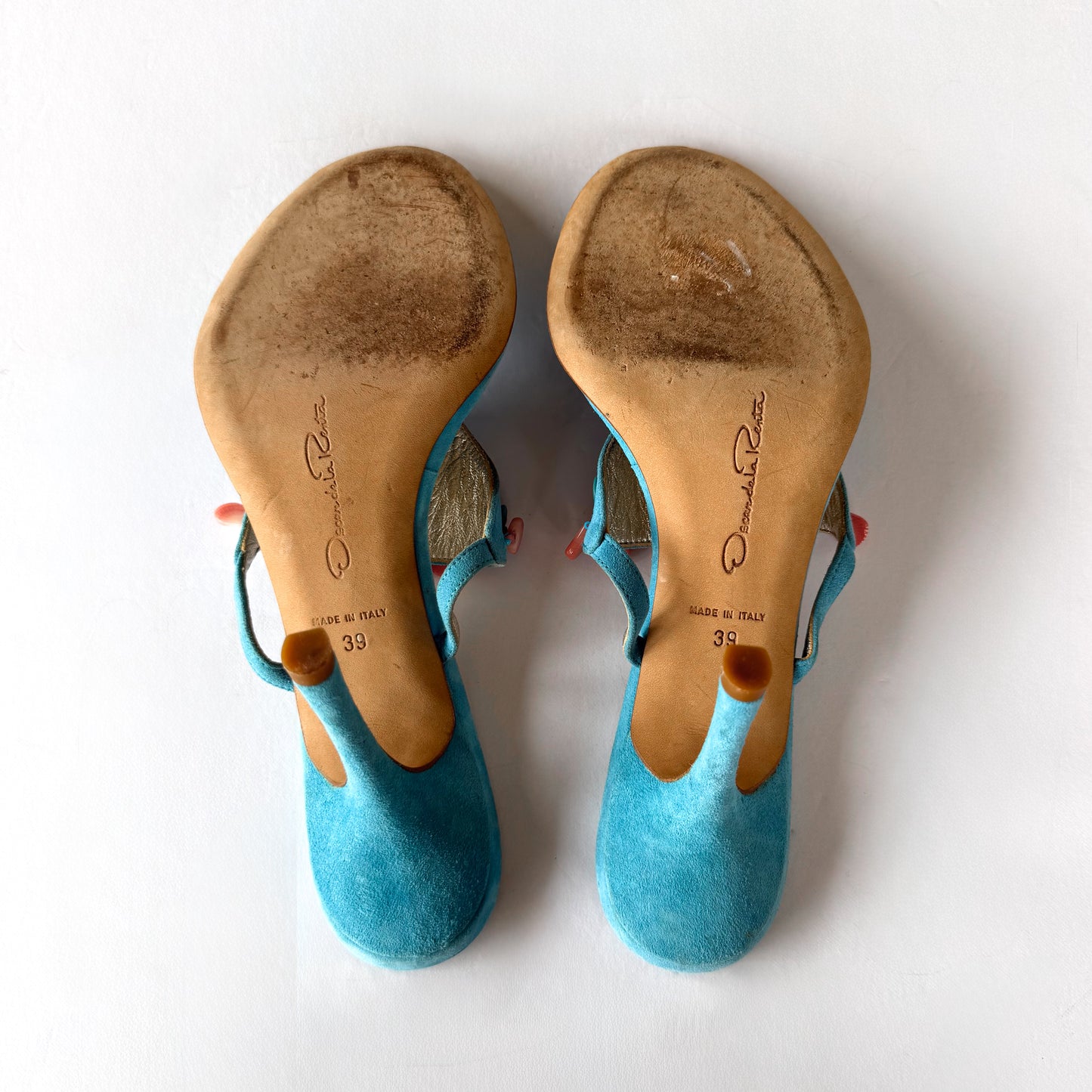 Vintage Oscar De La Renta Beaded Thong Sandal Heels (39)