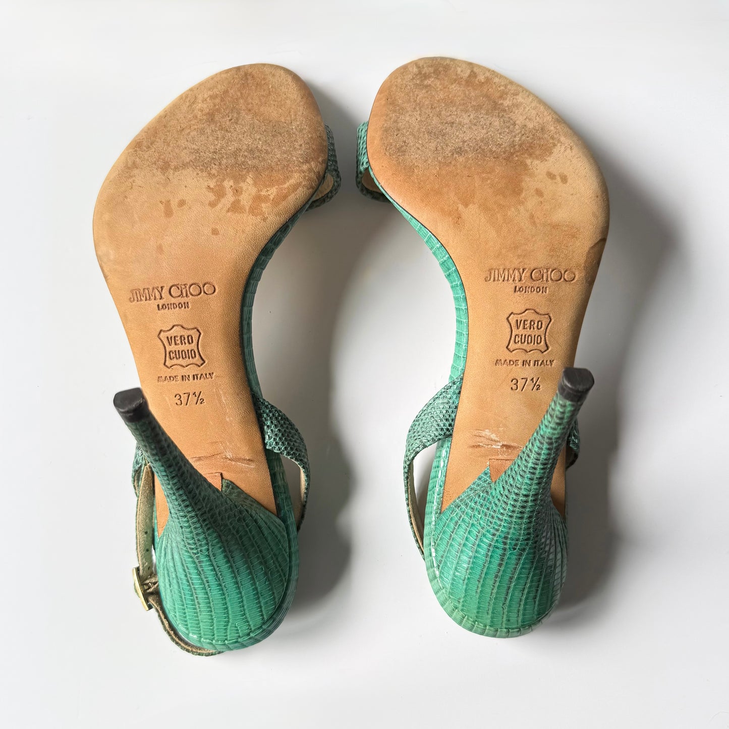 Vintage Jimmy Choo Turquoise Slingback Sandal Heels (37.5)