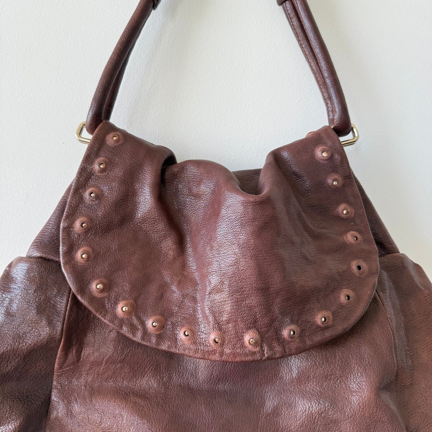 Vintage Leather Studded Shoulder Bag
