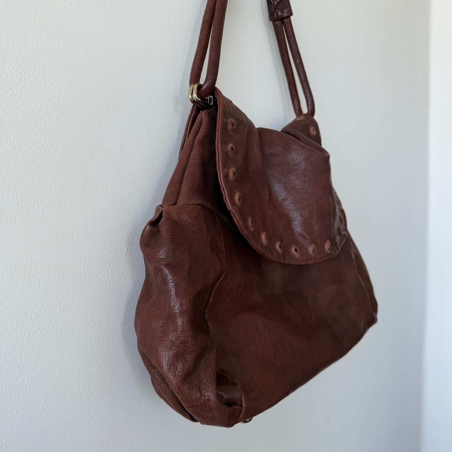 Vintage Leather Studded Shoulder Bag