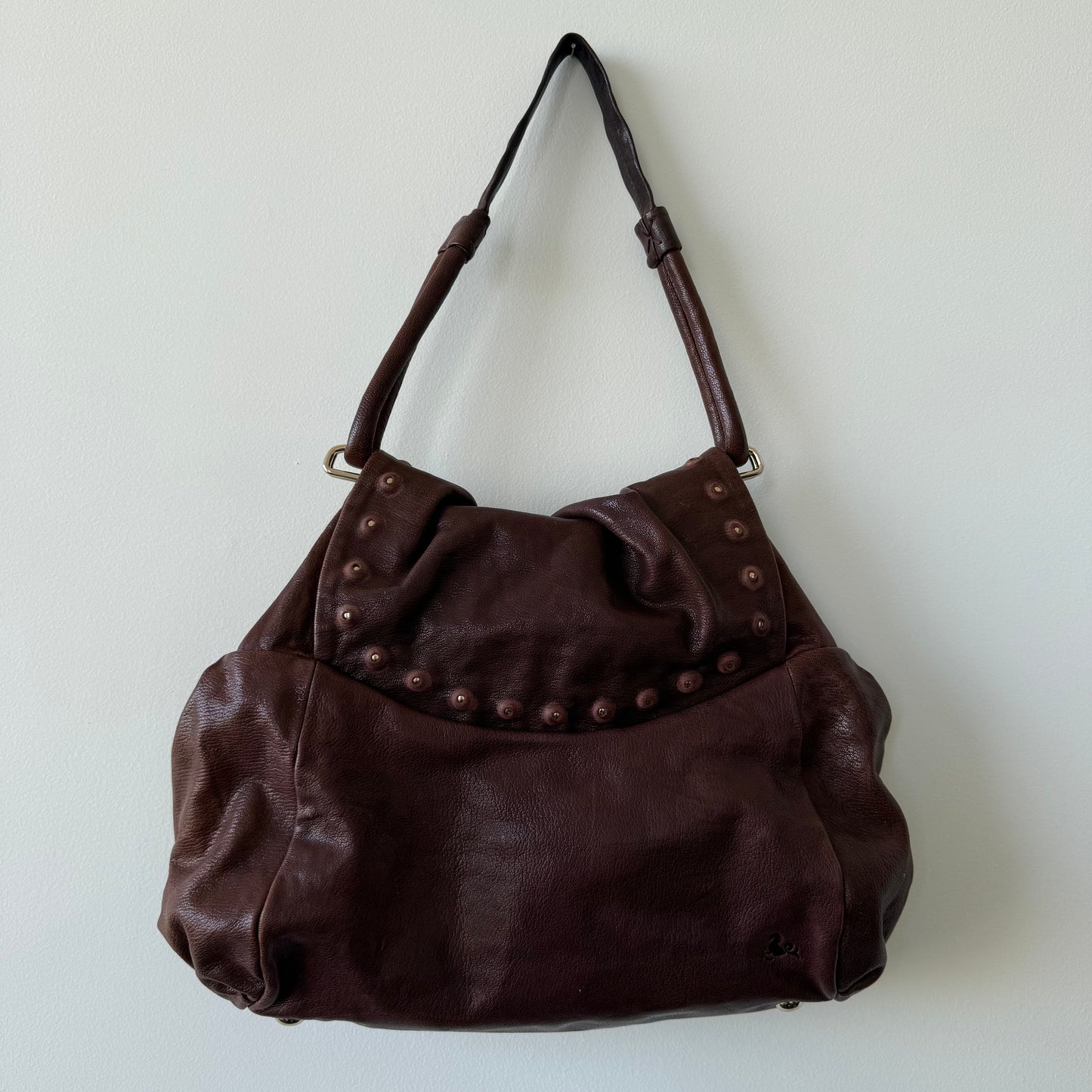 Vintage Leather Studded Shoulder Bag