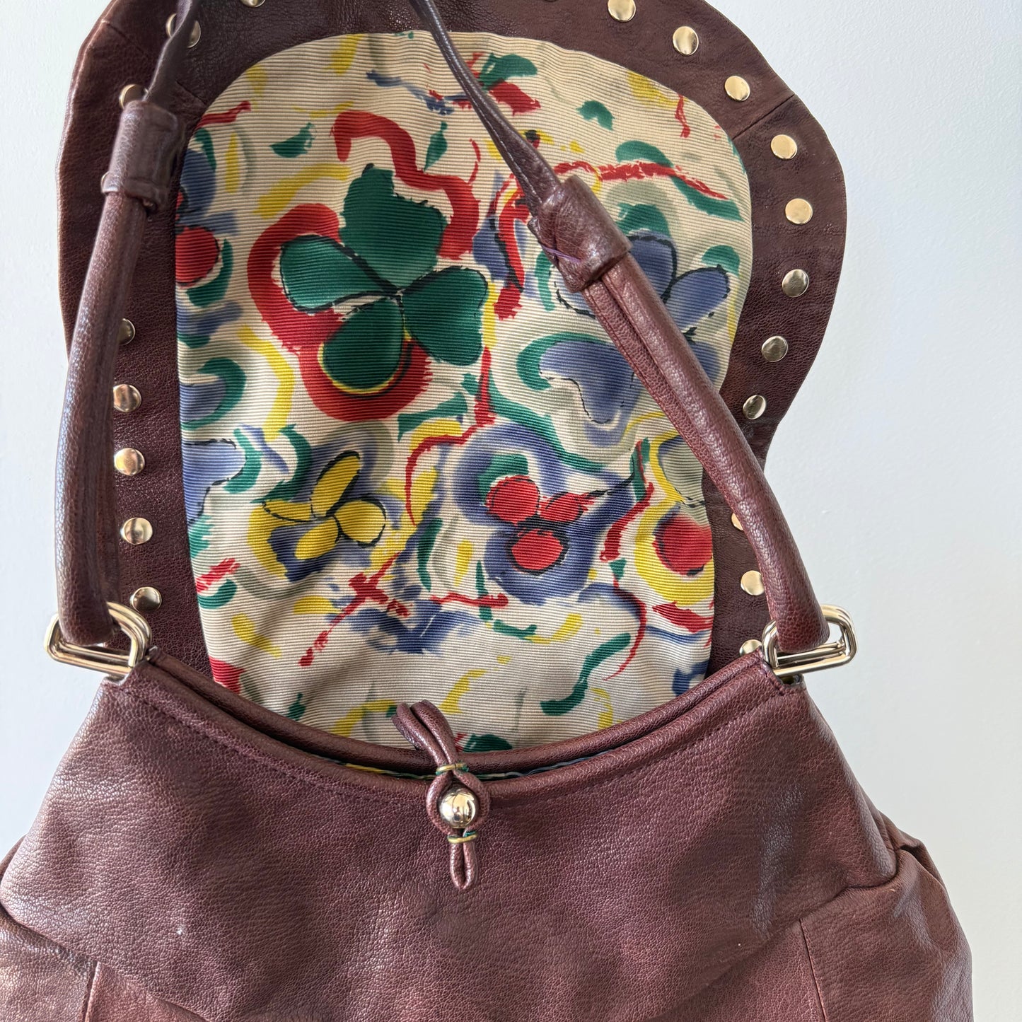 Vintage Leather Studded Shoulder Bag