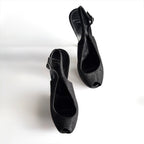 Giuseppe Zanotti Black Platform Peep Toe Slingback Heels (39.5)