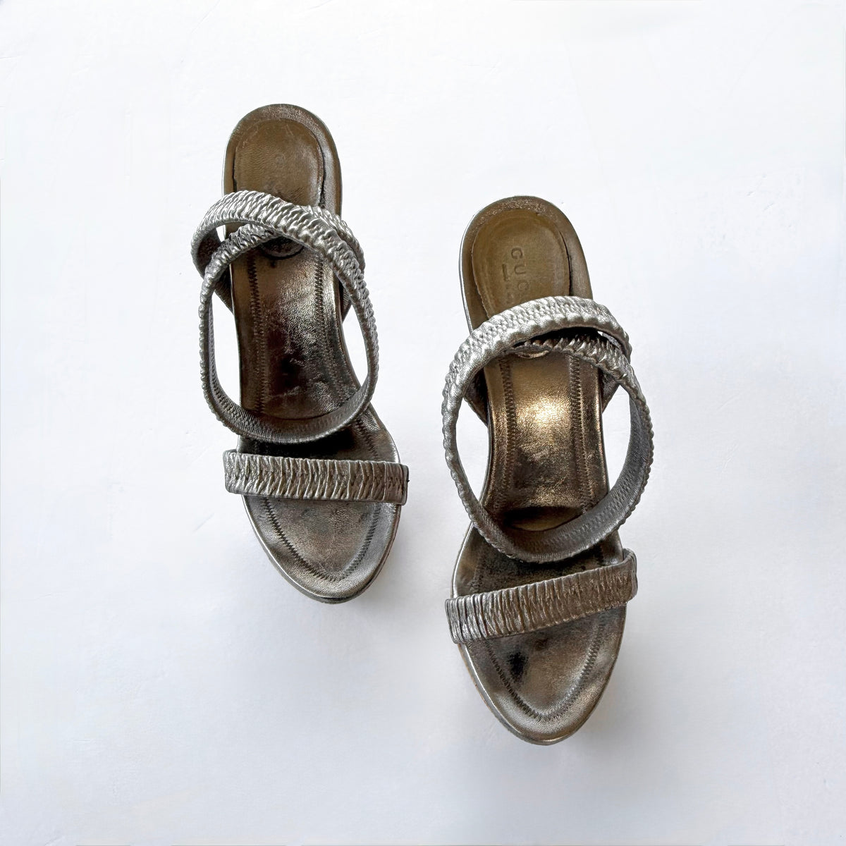 Vintage Gucci Silver Cork Platform Heels (8)