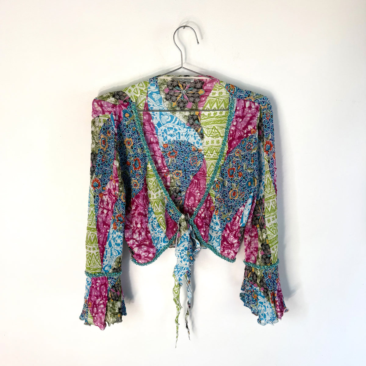 Vintage Alberto Makali Tie Front Beaded Top