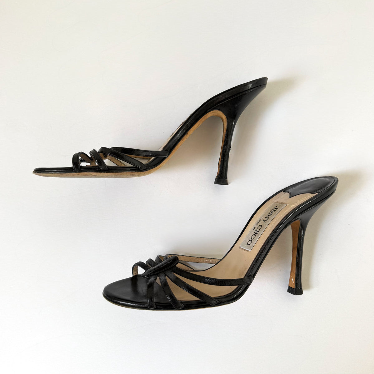 Vintage Jimmy Choo Black Sandal Heels (37.5)