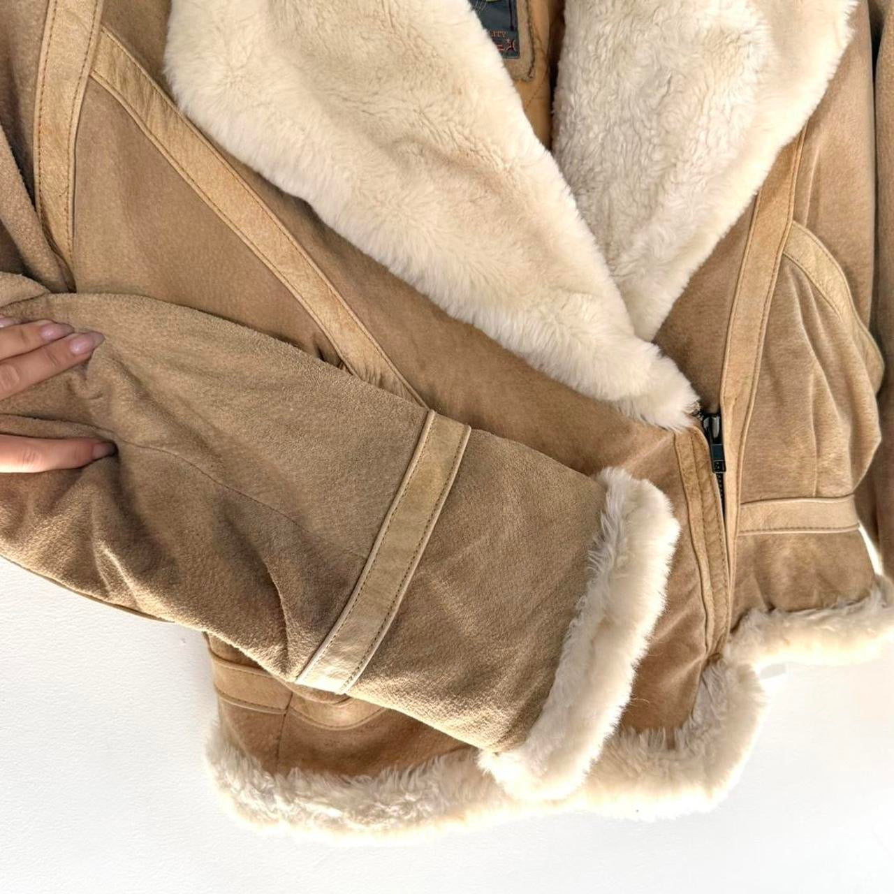 Vintage Suede Fur Trim Coat