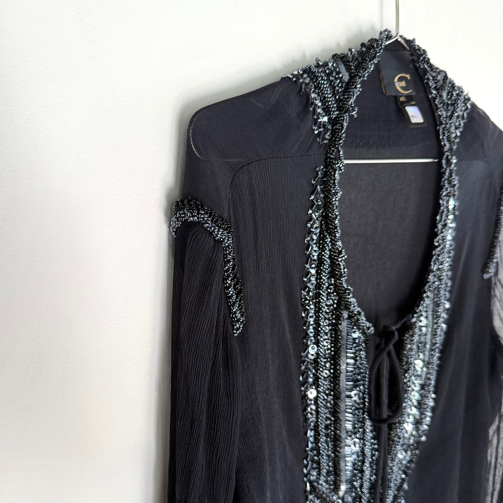 Vintage Just Cavalli Sheer Beaded Silk Tunic