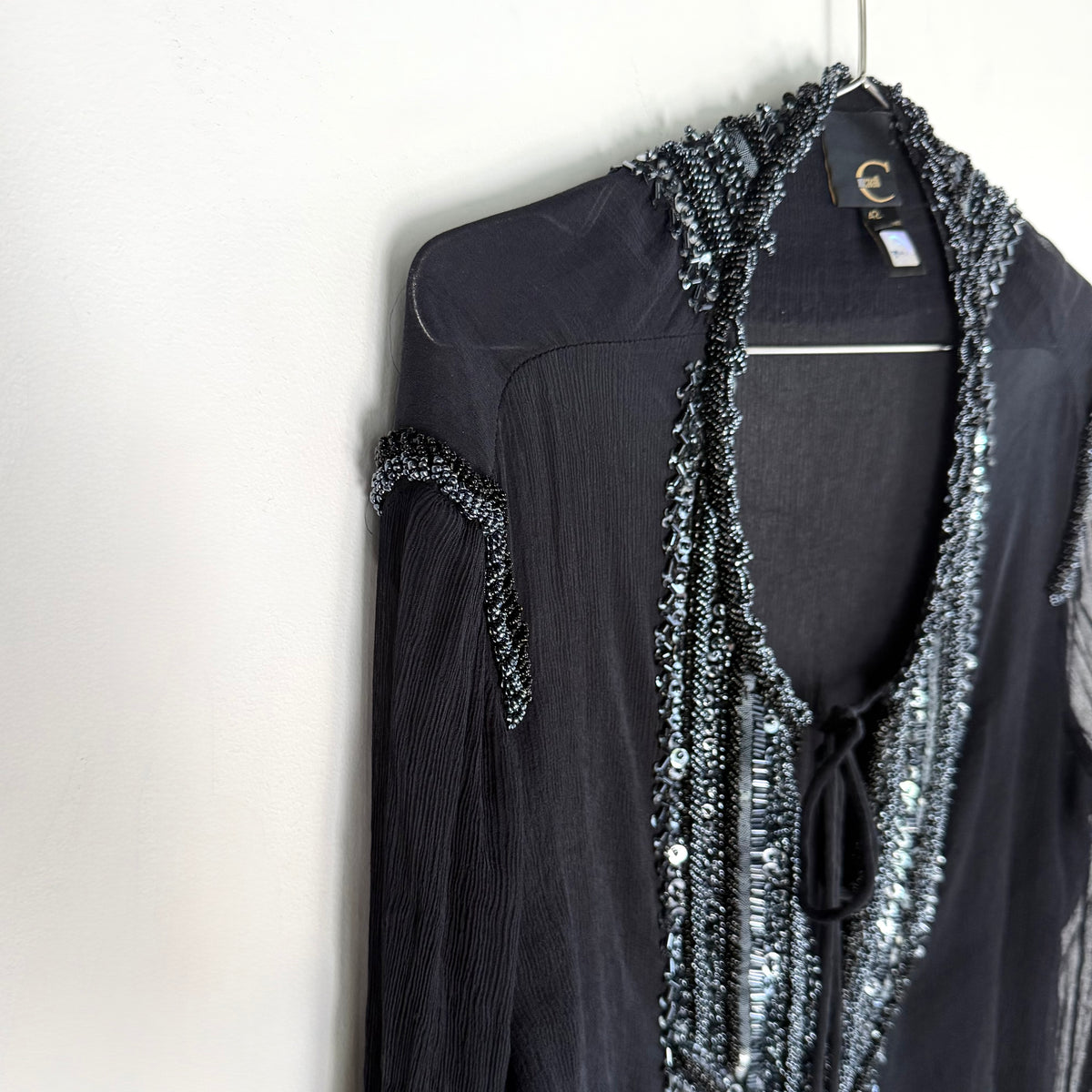 Vintage Just Cavalli Sheer Beaded Silk Tunic