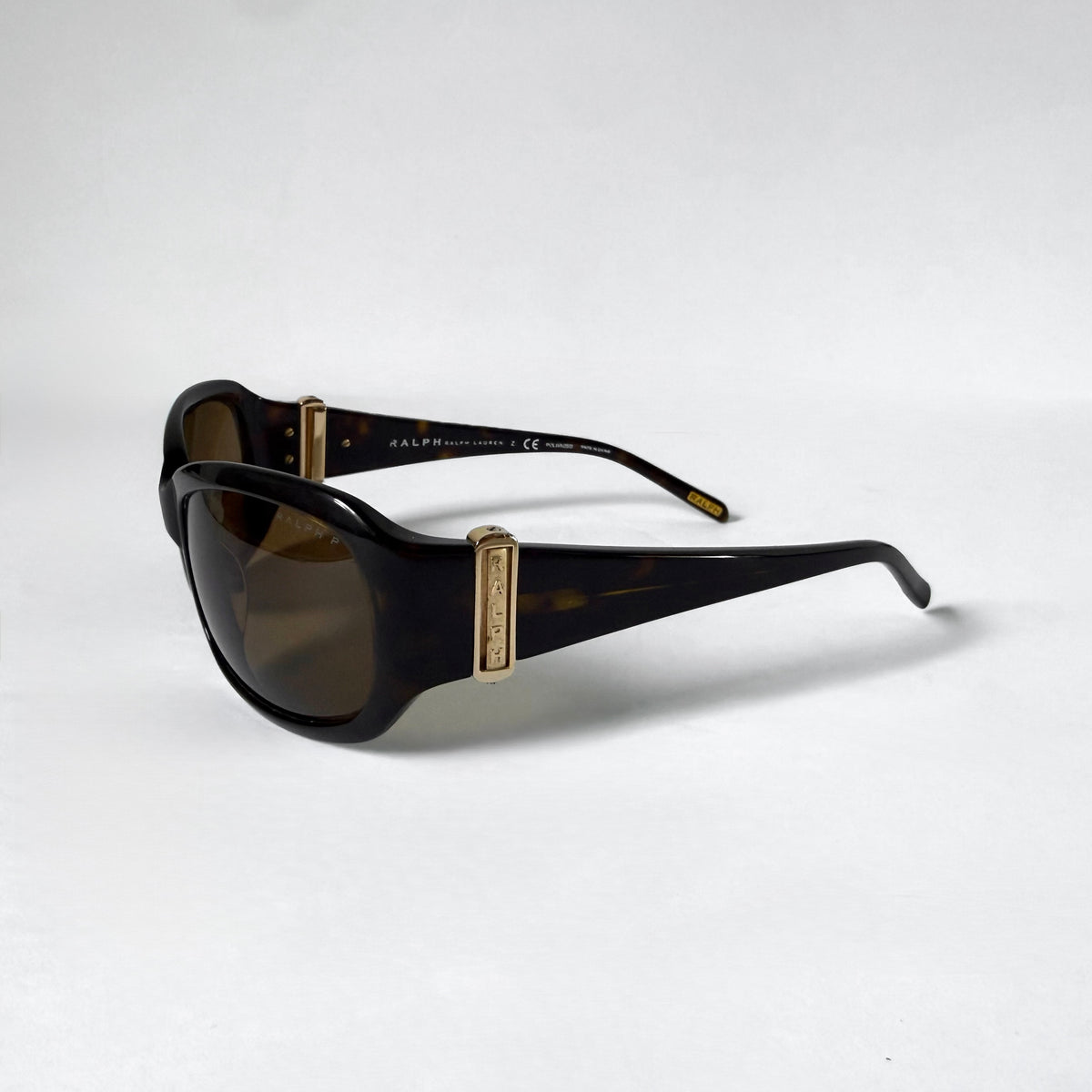 Vintage Ralph Lauren Oversized Rectangle Sunglasses Brown Tortoiseshell