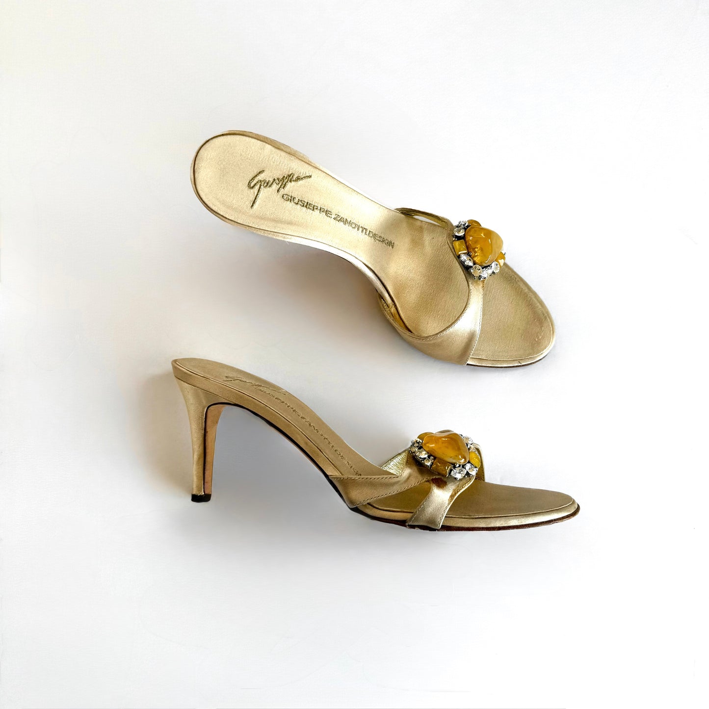 Vintage Giuseppe Zanotti Satin Sandal Jeweled Heels (7)