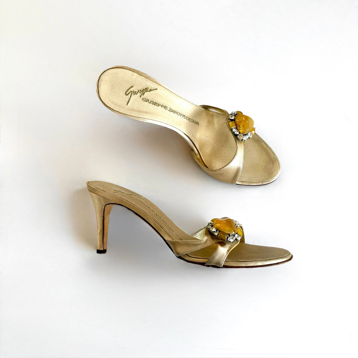 Vintage Giuseppe Zanotti Satin Sandal Jeweled Heels (7)