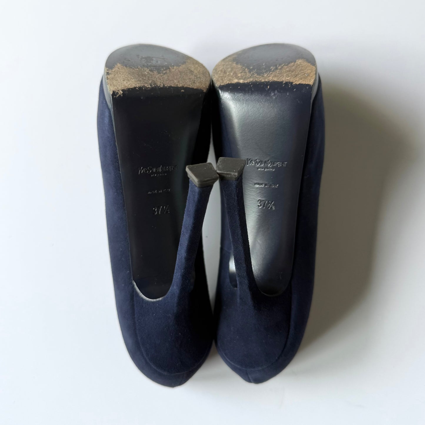 YSL Navy Suede Platform Stiletto Pumps (37.5)