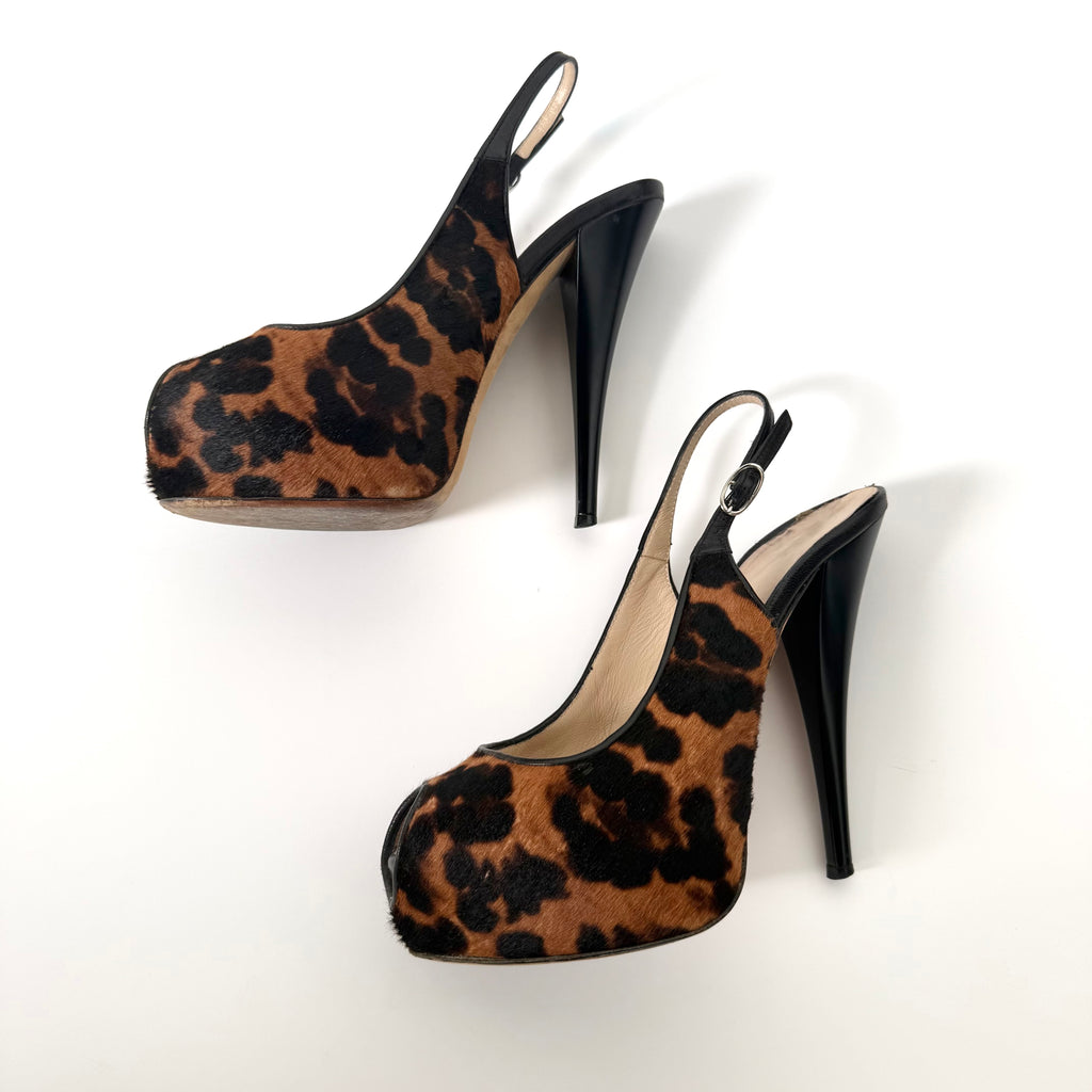 Giuseppe Zanotti Leopard Pony Hair Platform Heels (38)