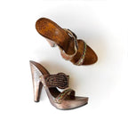 Vintage Giuseppe Zanotti Embellished Wooden Sandal Heels (6.5)