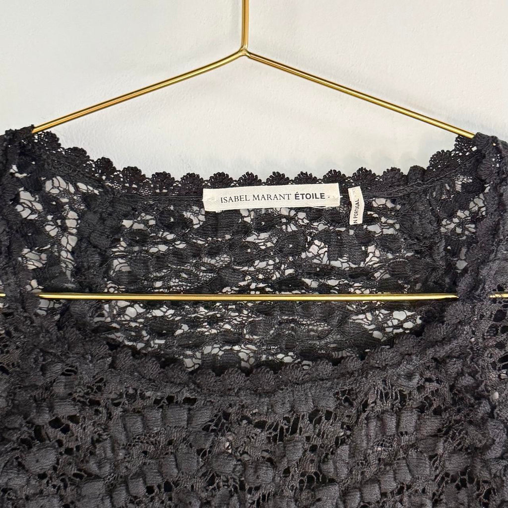 Isabel Marant Étoile Black Sheer Longline Lace Top