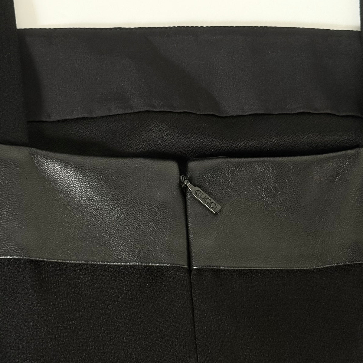 Gucci Black Silk Leather Trim Tank Top