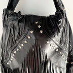 Vintage Jimmy Choo Leather Fringe Studded Bag