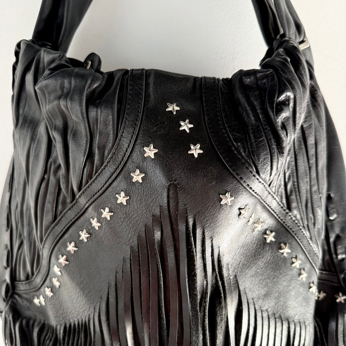 Vintage Jimmy Choo Leather Fringe Studded Bag