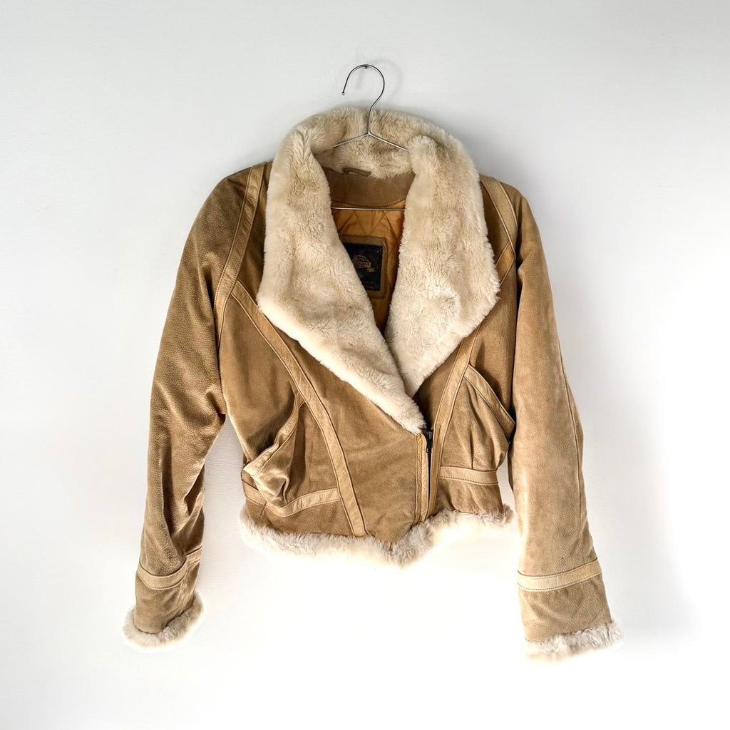 Vintage Suede Fur Trim Coat