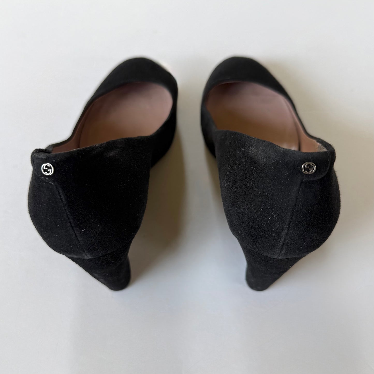 Vintage Gucci Black Suede Ballet Wedge (38)