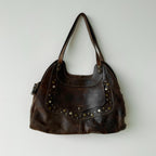 Brown Studded Shoulder Bag