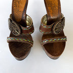 Vintage Giuseppe Zanotti Embellished Wooden Sandal Heels (6.5)