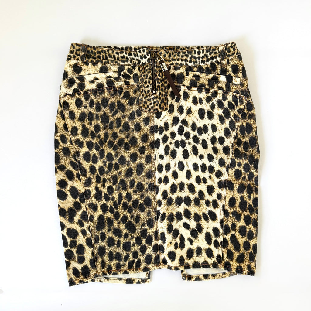 Vintage Cavalli Cheetah Print Midi Skirt