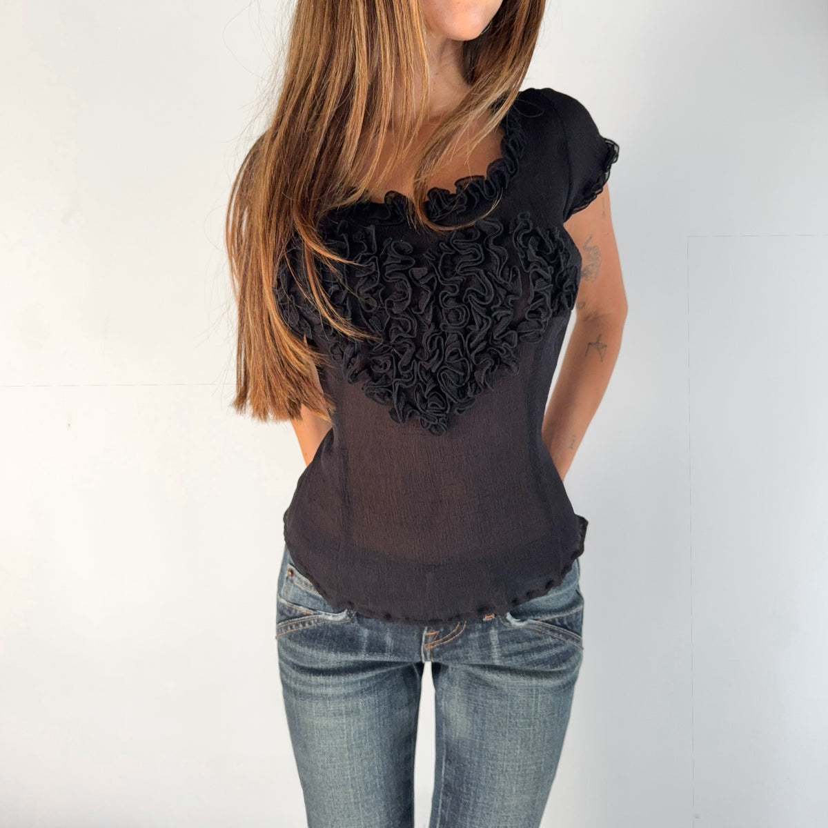 Vintage Moschino Ruffled Heart Top