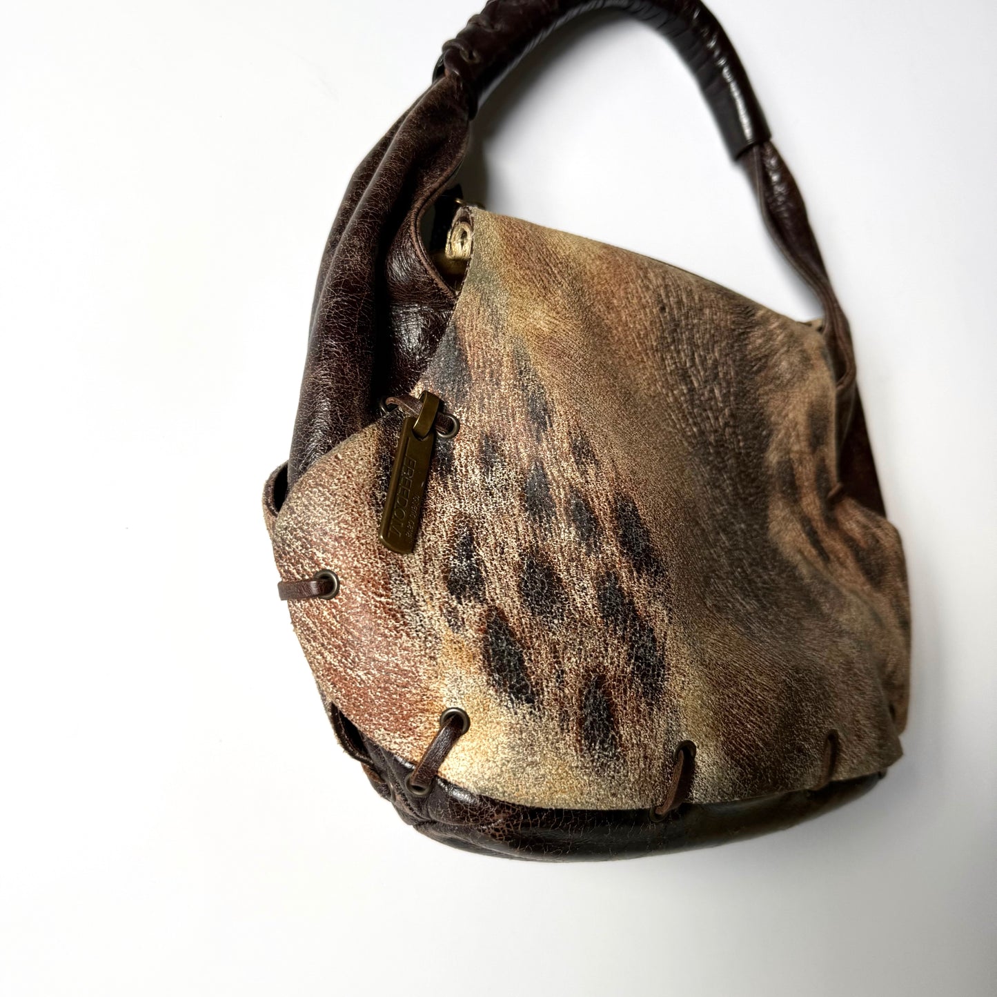 Vintage Roberto Cavalli Leopard Leather Shoulder Bag