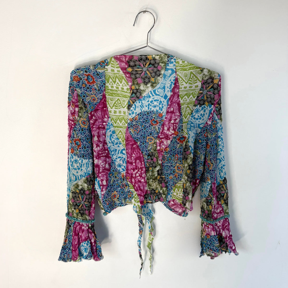 Vintage Alberto Makali Tie Front Beaded Top
