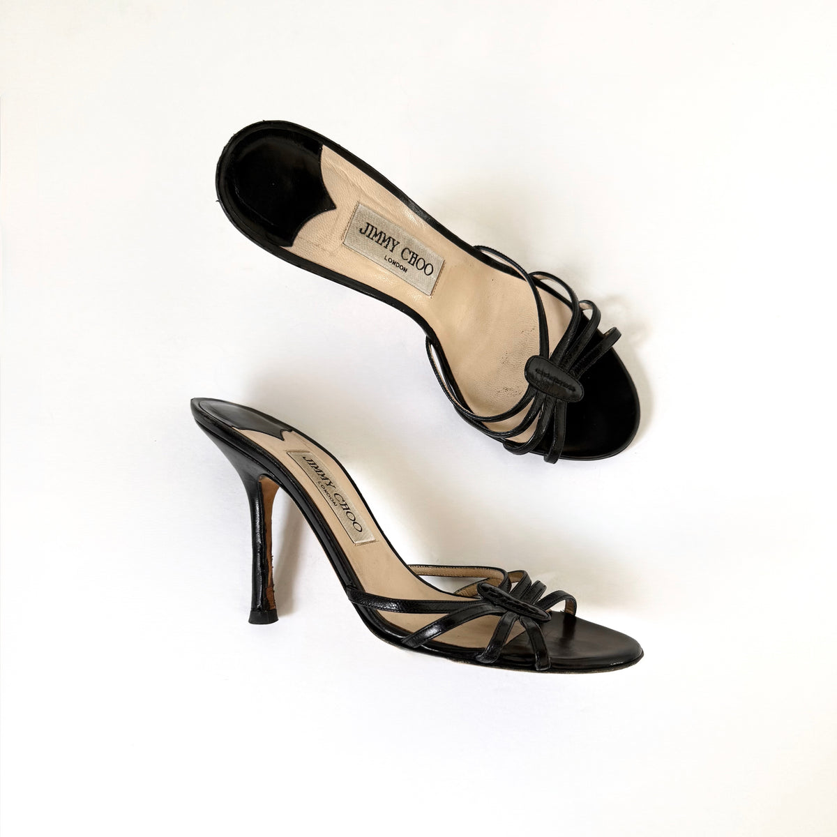 Vintage Jimmy Choo Black Sandal Heels (37.5)