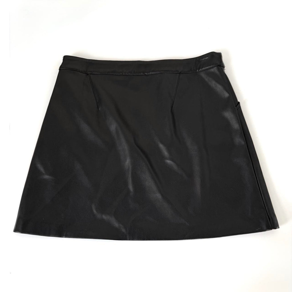 Donna Karan Black Leather Mini Skirt