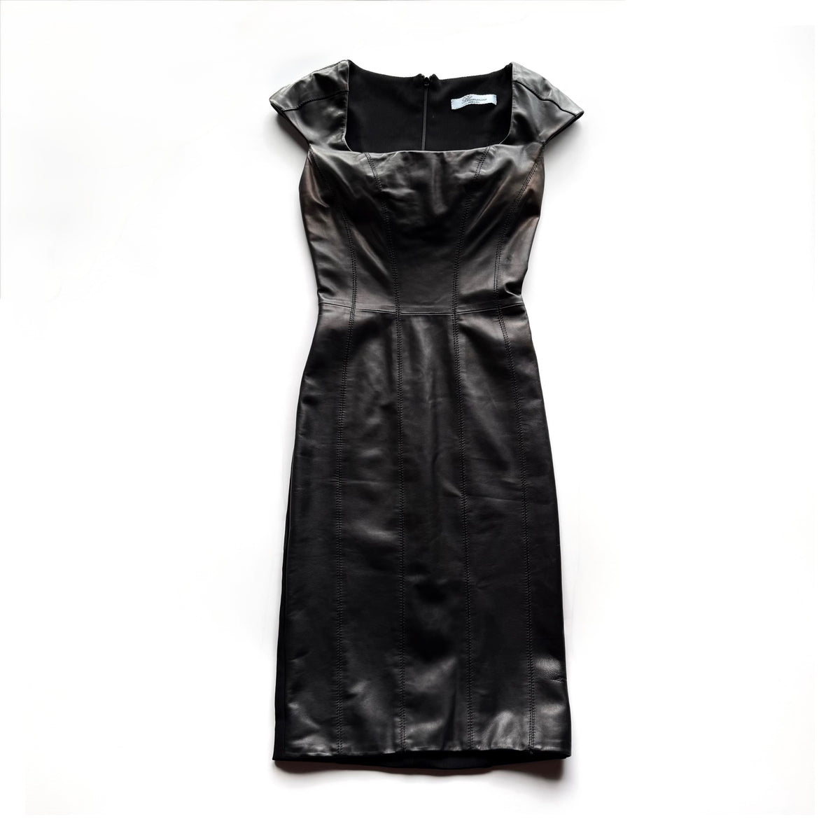 Vintage Blumarine Black Leather Bodycon Midi Dress