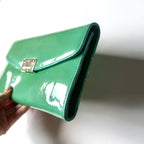 Jimmy Choo Teal Green Patent Leather Envelope Clutch