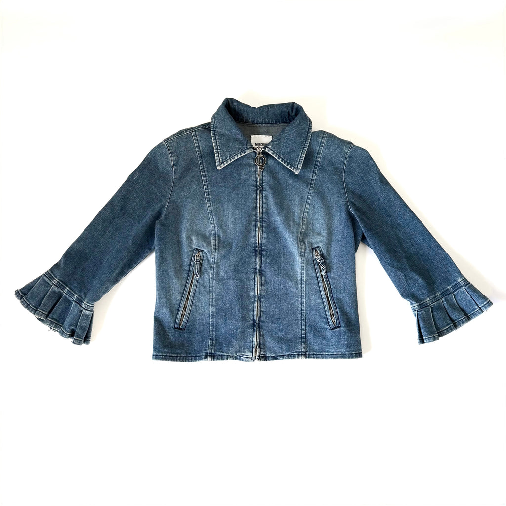 Vintage Moschino Jeans Ruffle Sleeve Denim Jacket