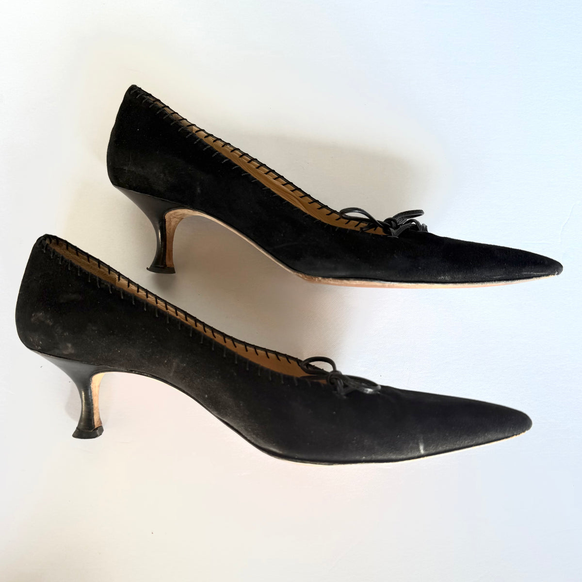Manolo Blahnik Suede Lace Up Heels