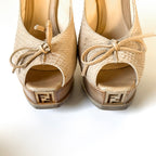 Vintage Fendi Snakeskin Peep Toe Platform Heels (38)