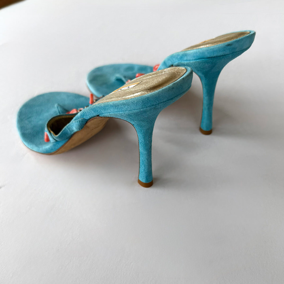 Vintage Oscar De La Renta Beaded Thong Sandal Heels (39)