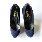YSL Navy Suede Platform Stiletto Pumps (37.5)