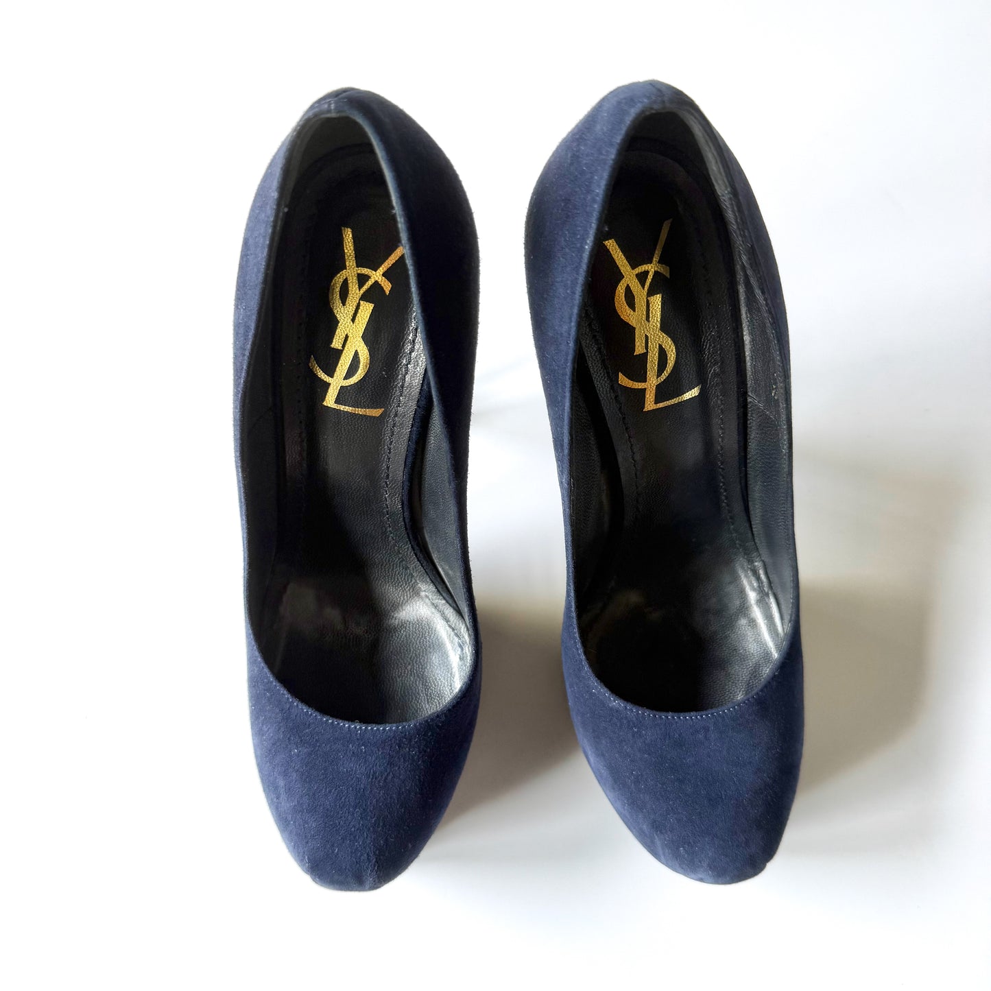 YSL Navy Suede Platform Stiletto Pumps (37.5)