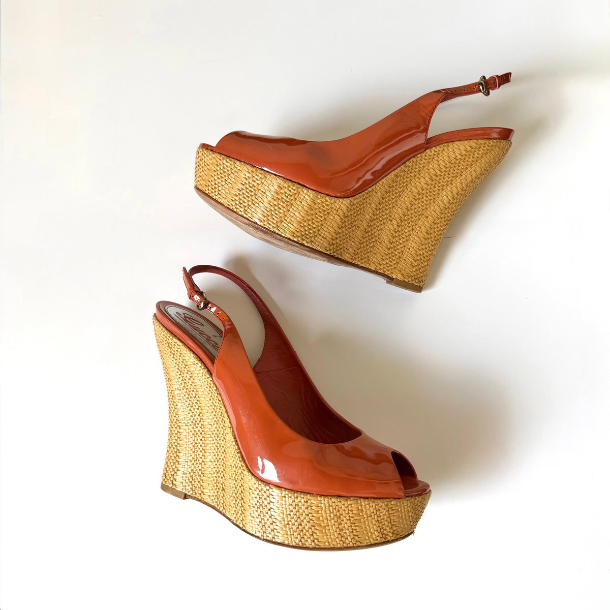 Vintage Gucci Patent Leather Platform Wedges (38)