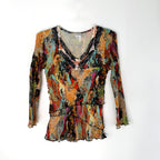 Alberto Makali Sheer Mesh Beaded Top