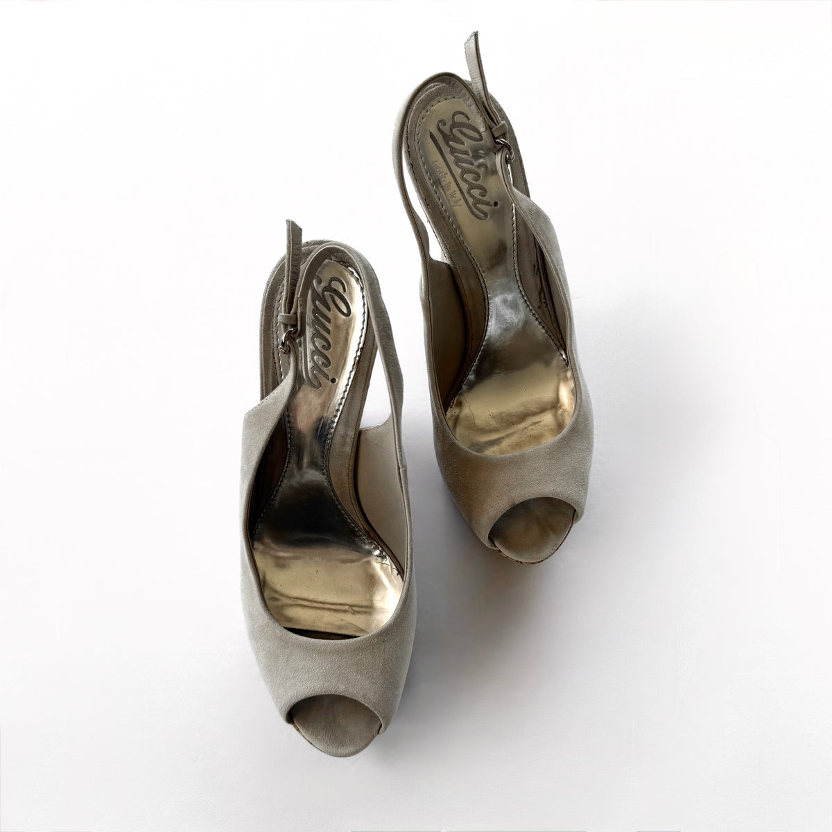 Vintage Gucci Suede Cork Platform Wedge Heels (37.5)