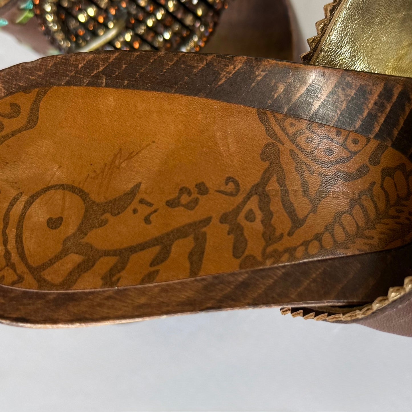 Vintage Giuseppe Zanotti Embellished Wooden Sandal Heels (6.5)