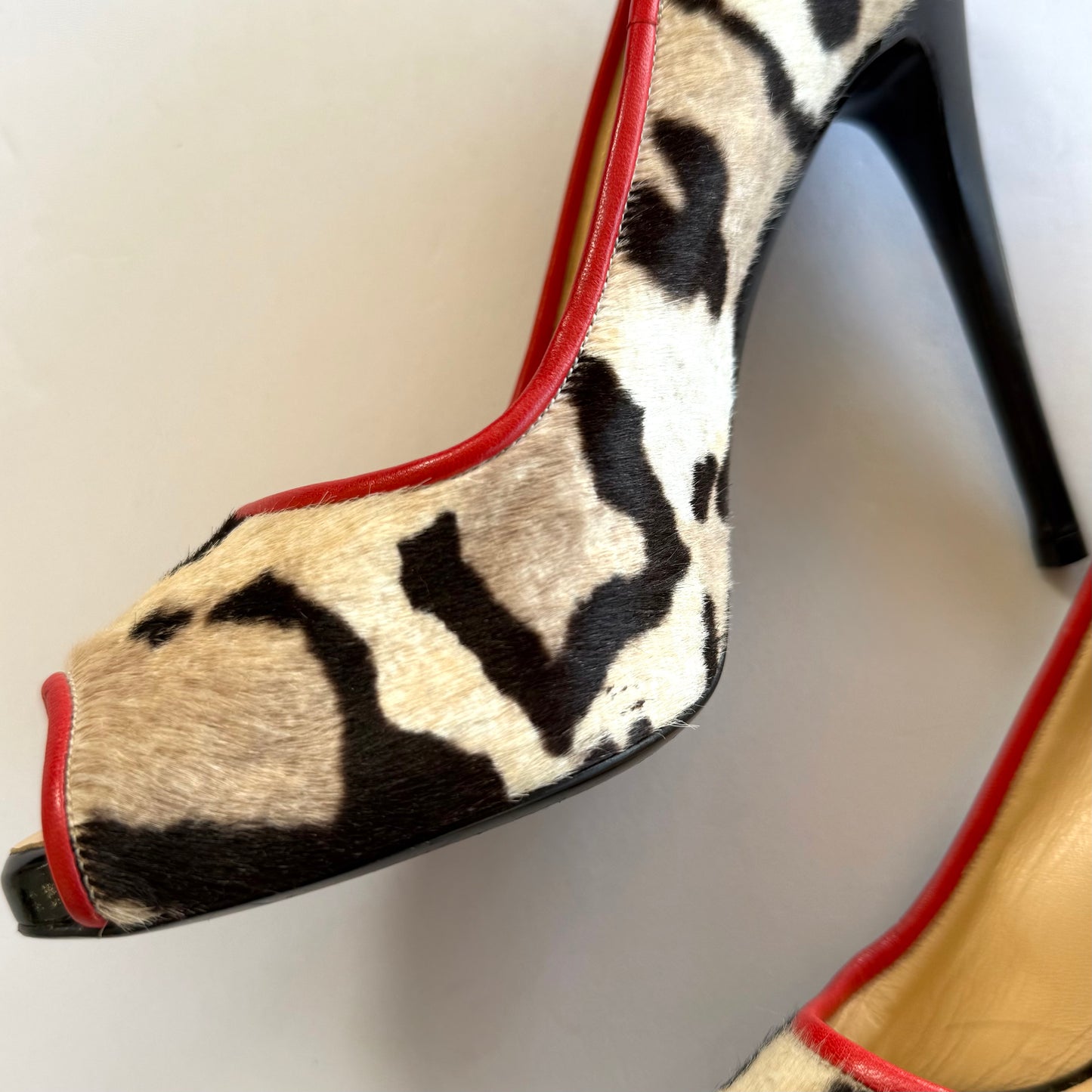 Vintage Giuseppe Zanotti Pony Hair Leopard Print Heels (38)