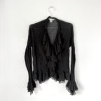 Vintage Black Sheer Ruffle Blouse