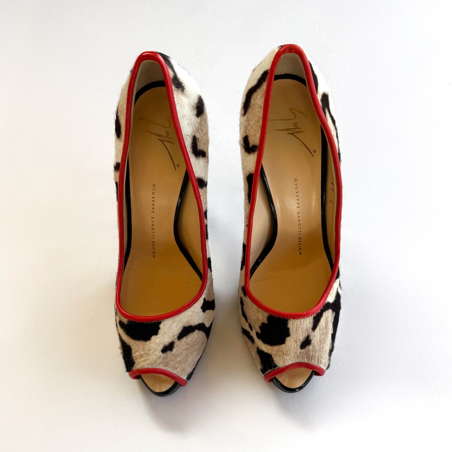 Vintage Giuseppe Zanotti Pony Hair Leopard Print Heels (38)